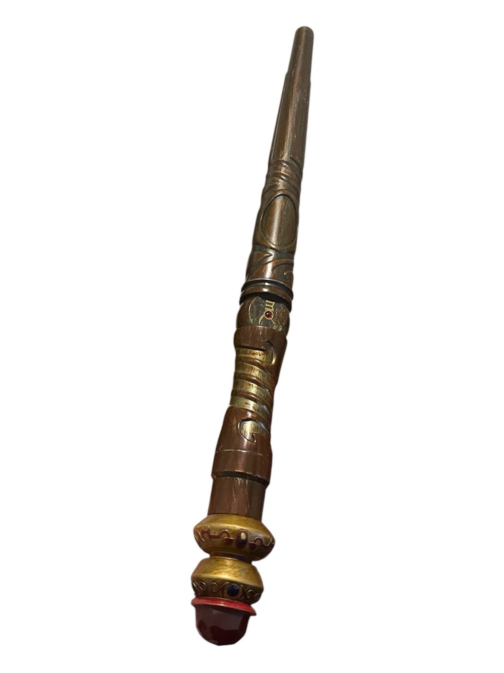 Magiquest Wand Lord Woodsheart Great Wolf Lodge Brown Wood Red Gem Topper Magic